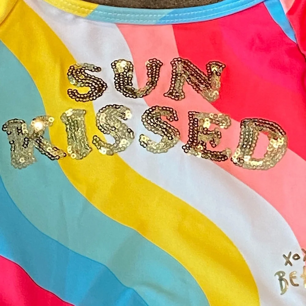 Betsey Johnson ruffle and pompoms bathing suit
